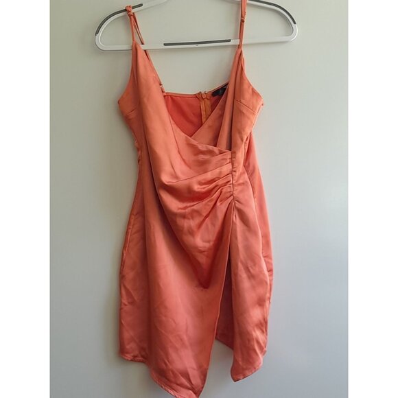 Forever 21 Retro Y2K Satin Showgirl Size Small Slip Dress Orange - Picture 1 of 4